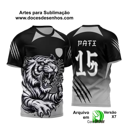 Arte Vetor - Camisa de Interclasse Preta e Cinza - Jogos Internos - Tigre - 2024 - 2025