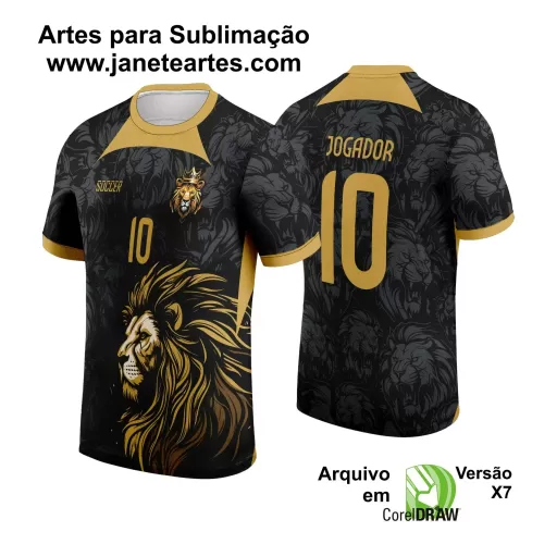 Arte Vetor - Camisa de Interclasse Preta e Dourada - Jogos Internos - Leão - 2024 - 2025