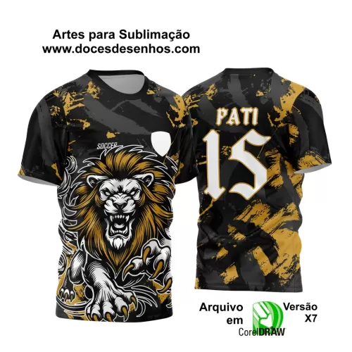 Arte Vetor Camisa de Interclasse Preta e Dourada - Jogos Internos - Leão Feroz 2024 - 2025