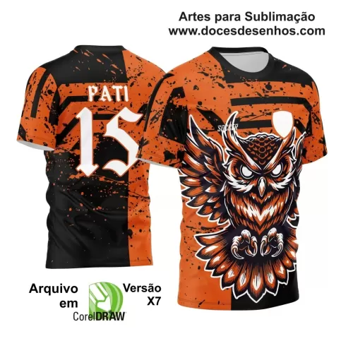 Arte Vetor - Camisa de Interclasse Preta e Laranja - Jogos Internos - Coruja - 2024 - 2025