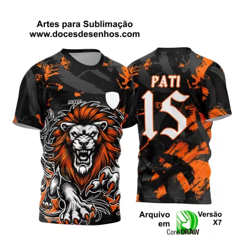 Arte Vetor Camisa de Interclasse Preta e Laranja - Jogos Internos - Leão Feroz 2024 - 2025