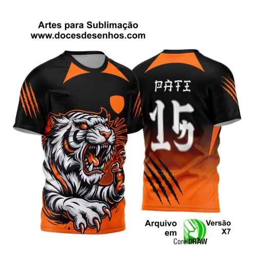 Arte Vetor - Camisa de Interclasse Preta e Laranja - Jogos Internos - Tigre - 2024 - 2025