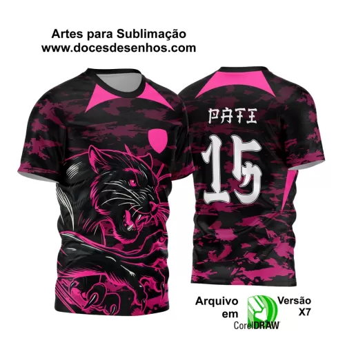 Arte Vetor - Camisa de Interclasse Preta e Rosa - Jogos Internos - Pantera - 2024 - 2025