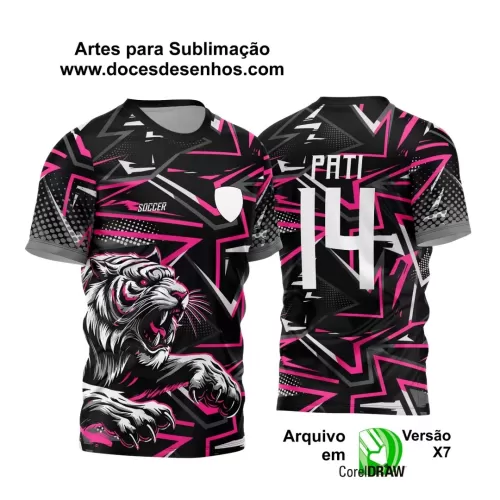 Arte Vetor - Camisa de Interclasse Preta e Rosa - Jogos Internos - Tigre- 2024 - 2025