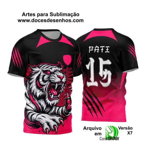 Arte Vetor - Camisa de Interclasse Preta e Rosa - Jogos Internos - Tigre - 2024 - 2025