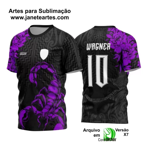 Arte Vetor - Camisa de Interclasse Preta e Roxa - Jogos Internos - Escorpião - 2024 - 2025