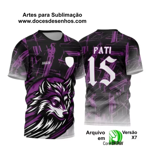 Arte Vetor - Camisa de Interclasse Preta e Roxa - Jogos Internos - Lobo - 2024 - 2025