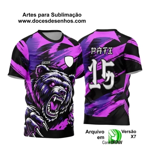 Arte Vetor - Camisa de Interclasse Preta e Roxa - Jogos Internos - Urso - 2024 - 2025