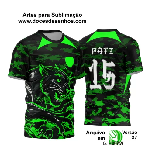 Arte Vetor - Camisa de Interclasse Preta e Verde - Jogos Internos - Pantera - 2024 - 2025