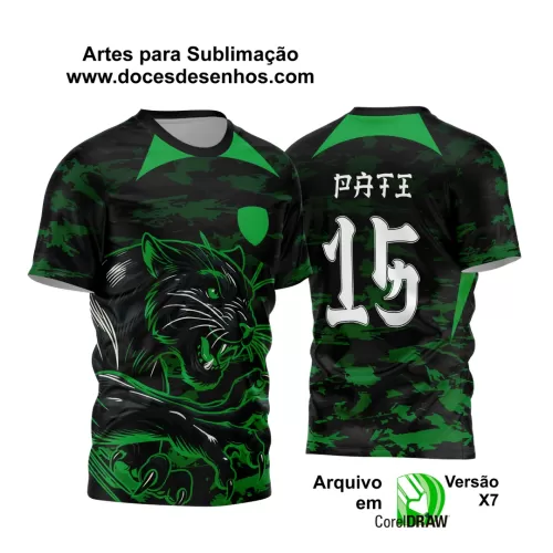 Arte Vetor - Camisa de Interclasse Preta e Verde - Jogos Internos - Pantera - 2024 - 2025