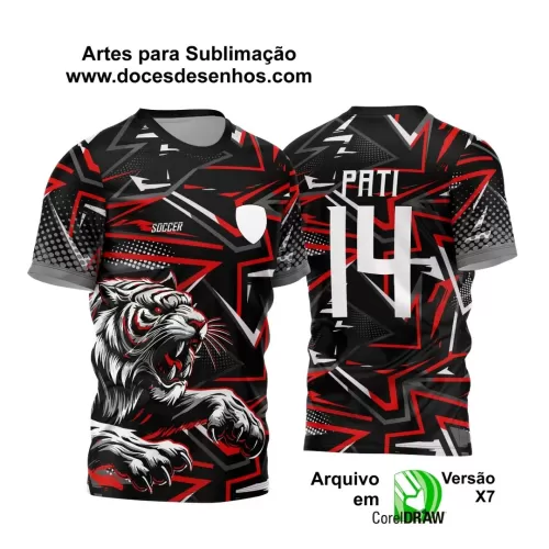 Arte Vetor - Camisa de Interclasse Preta e Vermelha - Jogos Internos - Tigre- 2024 - 2025