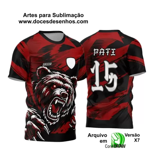 Arte Vetor - Camisa de Interclasse Preta e Vermelha - Jogos Internos - Urso - 2024 - 2025