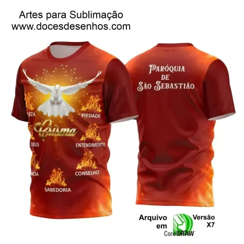 Arte Vetor - Camiseta Crisma - Religião - Crisma Divino Espírito Santo - 2024 - 2025