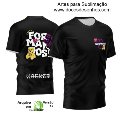 Arte Vetor - Estampa Camisa Escolar - Formandos Urso Fofo - 2025