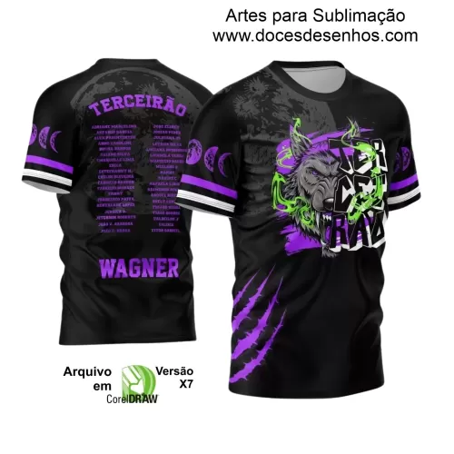 Arte Vetor - Estampa Camiseta Escolar Preta - Formandos - Terceirão - Lobo Feroz - 2025