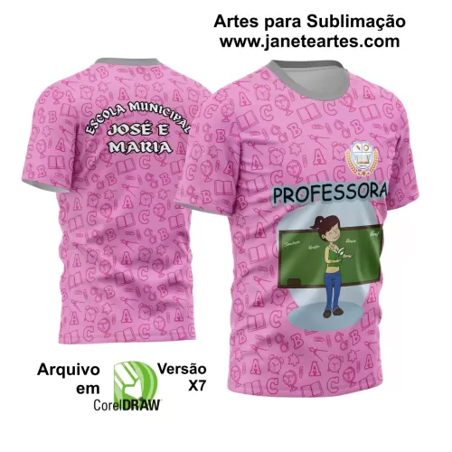 Arte Vetor Estampa Template Camisa Professora - Professor 2024 Modelo 15