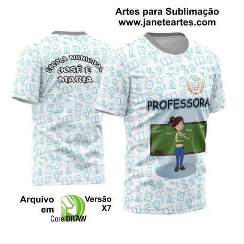 Arte Vetor Estampa Template Camisa Professora - Professor 2024 Modelo 15