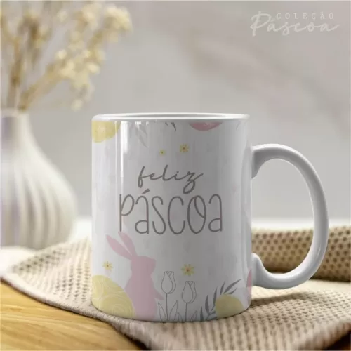 Artes Caneca Personalizada Páscoa V24 (Vintage)