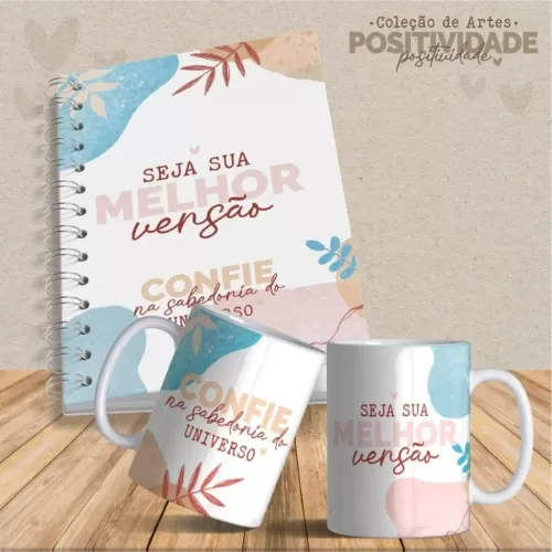 Artes Canecas e Agendas Personalizadas Positividade V23 (Vintage)