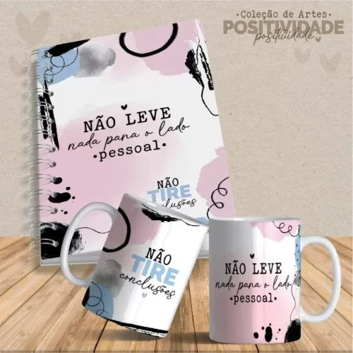 Artes Canecas e Agendas Personalizadas Positividade V23 (Vintage)