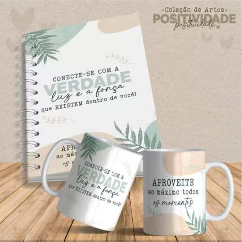 Artes Canecas e Agendas Personalizadas Positividade V23 (Vintage)