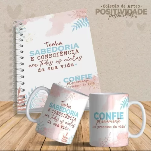 Artes Canecas e Agendas Personalizadas Positividade V23 (Vintage)