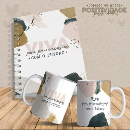 Artes Canecas e Agendas Personalizadas Positividade V23 (Vintage)