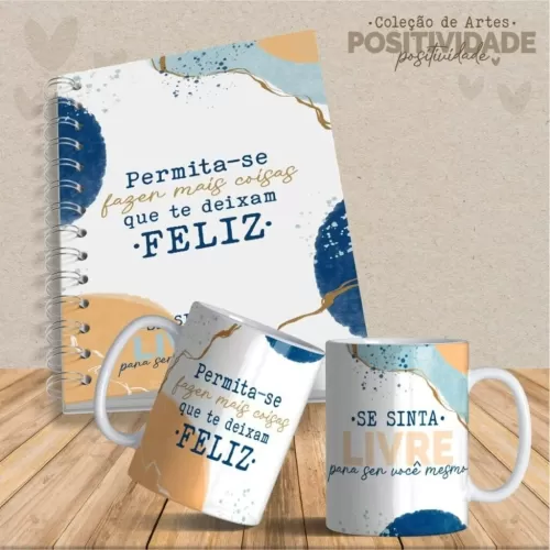 Artes Canecas e Agendas Personalizadas Positividade V23 (Vintage)