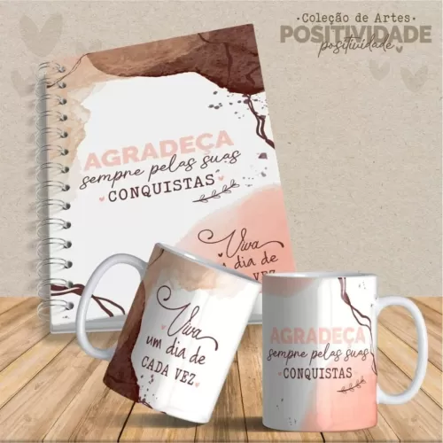 Artes Canecas e Agendas Personalizadas Positividade V23 (Vintage)