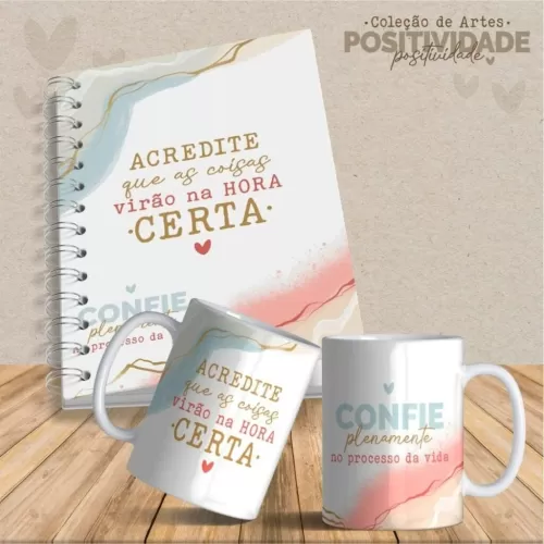 Artes Canecas e Agendas Personalizadas Positividade V23 (Vintage)