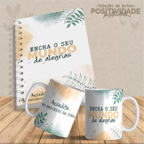 Artes Canecas e Agendas Personalizadas Positividade V23 (Vintage)