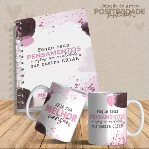 Artes Canecas e Agendas Personalizadas Positividade V23 (Vintage)