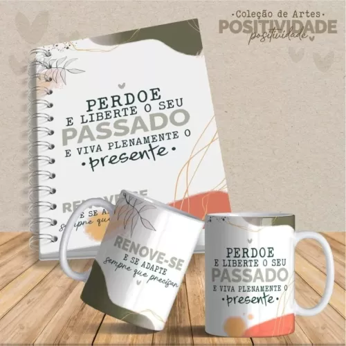 Artes Canecas e Agendas Personalizadas Positividade V23 (Vintage)