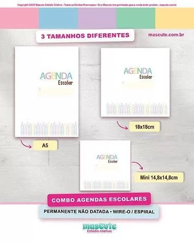 COMBO AGENDA ESCOLAR 2024 (Mascute)