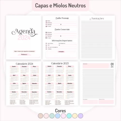 COMBO Miolos Neutros Agendas - Planners 2024 – Pamella Vieira