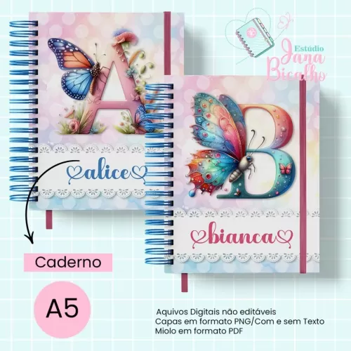 Caderno A5 Alfabeto Butterfly (Jana Bicalho)