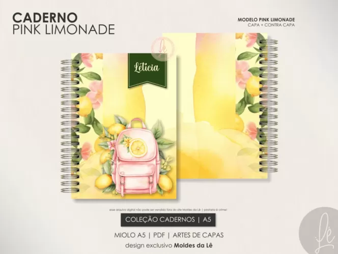 Caderno Pautado A5 – Pink Limonade (Moldes da Lê)