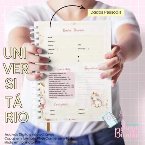 Caderno Universitário | Coleção Cute Unicorn N2 – Jana Bicalho