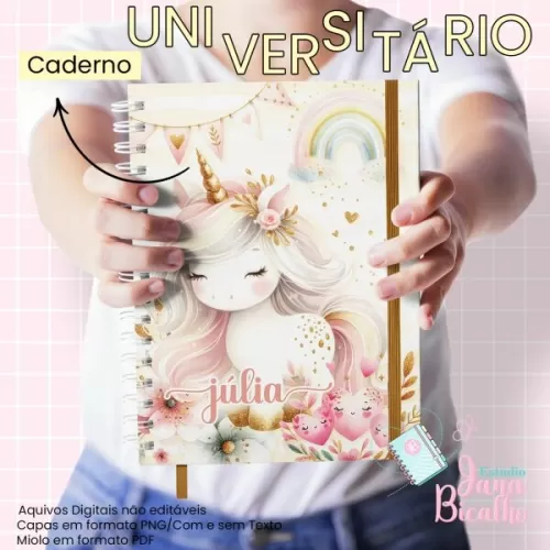 Caderno Universitário | Coleção Cute Unicorn N2 – Jana Bicalho