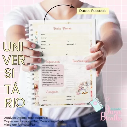 Caderno Universitário | Coleção Cute Unicorn N3 – Jana Bicalho