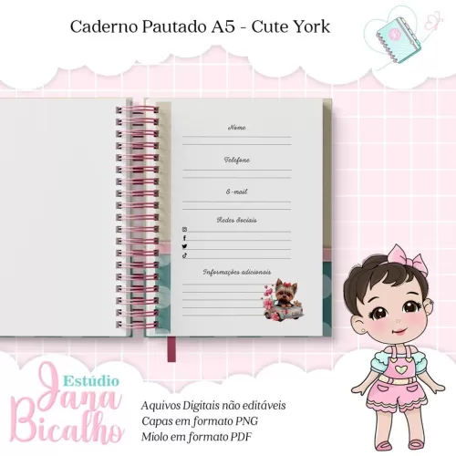 Caderno pautado A5 – Cute York (Jana Bicalho)