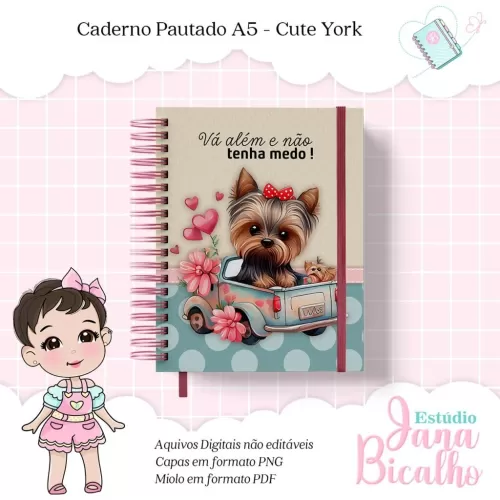 Caderno pautado A5 – Cute York (Jana Bicalho)