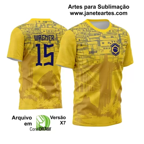 Camisa Brasil Cristo Redentor - Arte Vetor Estampa Template 2024 - 2025 Modelo 02