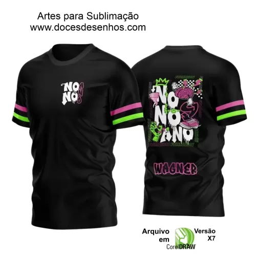 Camisa Escolar Personalizada - Preta - Nono Ano - Tema Cérebro Grafite - 2025