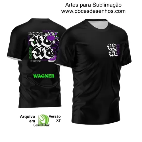 Camisa Escolar Personalizada - Preta - Nono Ano - Tema Cérebro Roxo - 2025