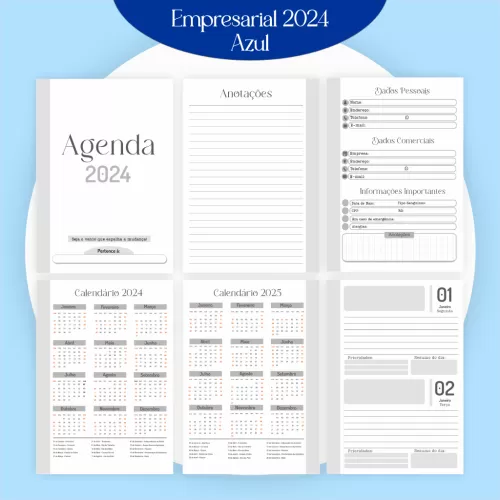 Combo Agendamento Empresarial – Azul 2024 – Pamella Vieira