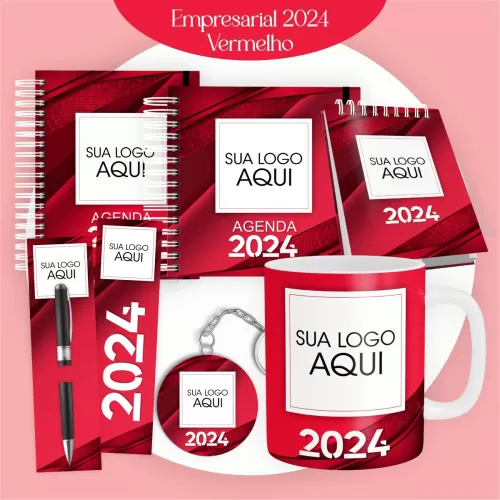Combo Agendamento Empresarial – Vermelho 2024 – Pamella Vieira