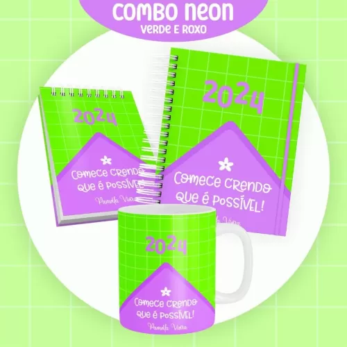 Combo Agendas Neon 2024 – 5 Modelos (Pamella Vieira)