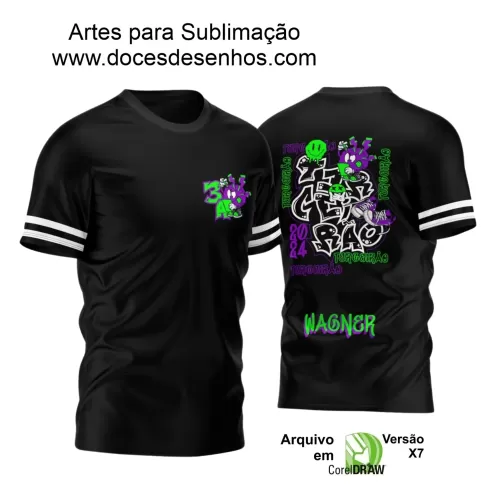 Estampa Camisa Preta Personalizada - Tênis Grafite Roxo - Formandos Terceirão 2024 - 2025