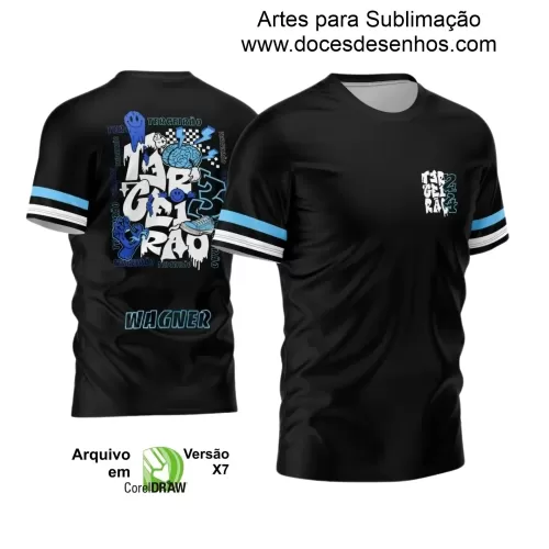 Estampa Camisa Preta e Azul Personalizada - Tênis Grafite Azul - Formandos Terceirão 2024 - 2025